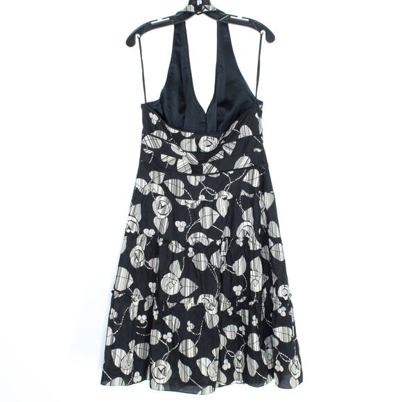 Kay Unger Dress Silk Halter Floral Cocktail Designer Evening Luxury Black 12 - Picture 3 of 4